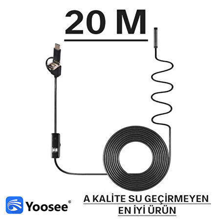 Usb Led ışıklı tel yılan 1080p Full HD endoskop su geçirmez kamera 20MT