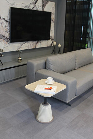 Venedik Yan Sehpa Traverten Mdf - Yan Sehpa