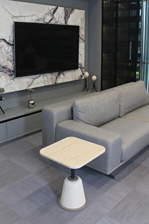 Venedik Yan Sehpa Traverten Mdf - Yan Sehpa