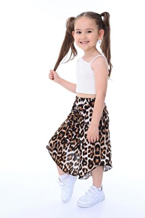 Kız Çocuk Crop-Etek Pantolonlu Takım