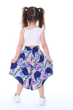 Kız Çocuk Crop-Etek Pantolonlu Takım