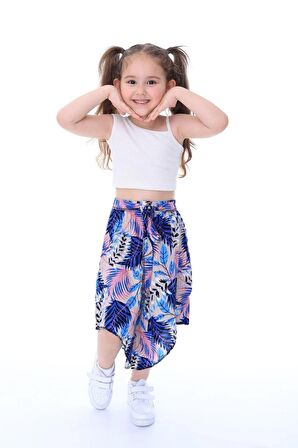Kız Çocuk Crop-Etek Pantolonlu Takım