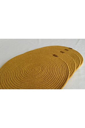 Yuvarlak Amerikan Servis Sofra Altlığı, Masa Dekoru Supla Hardal 33cm 4lü