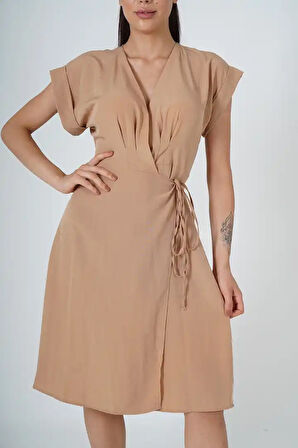 Düşük Omuz Kadın Kruvaze Elbise