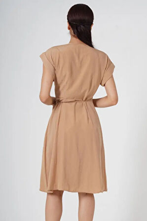 Düşük Omuz Kadın Kruvaze Elbise