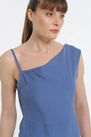 İp Askılı Tek Omuz  Kadın Midi Elbise