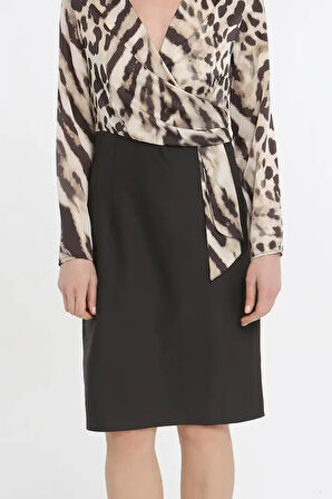 Leopar Gömlekli Kadın Kalem Elbise