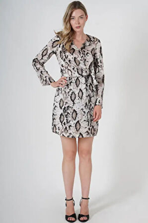 Yılan Derisi Desenli Kadın Elbise