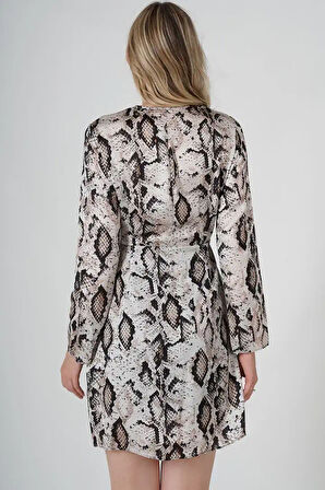 Yılan Derisi Desenli Kadın Elbise