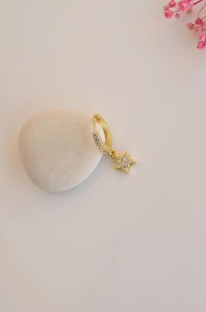 Yıldız Sallantılı Halka Piercing Helix Kıkırdak Lob Gold