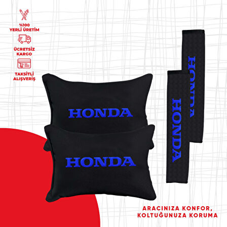 Mavi Honda Nakışlı Yastık Seti