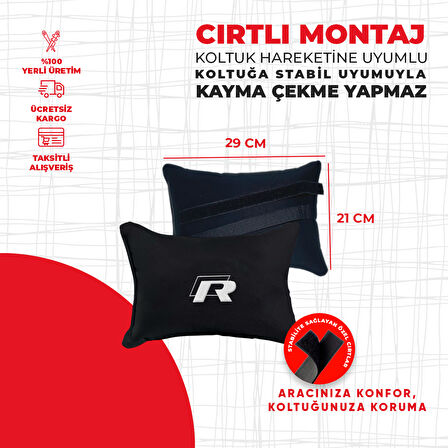 Volkswagen Eski R Logo Nakışlı Yastık Seti