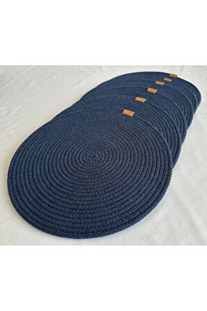 Yuvarlak Amerikan Servis Sofra Altlığı, Masa Dekoru Supla Lacivert 33cm 6lı