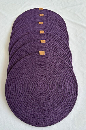 Yuvarlak Amerikan Servis Sofra Altlığı, Masa Dekoru Supla Mor 33cm 6lı