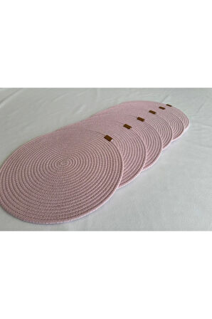 Yuvarlak Amerikan Servis Sofra Altlığı, Masa Dekoru Supla Açık Pembe 33cm 6lı