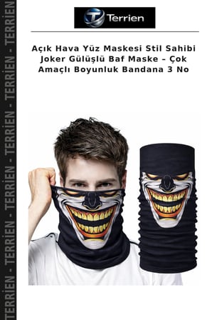 Açık Hava Yüz Maskesi Stil Sahibi Joker Gülüşlü Baf Maske – Çok Amaçlı Boyunluk Bandana 3 No