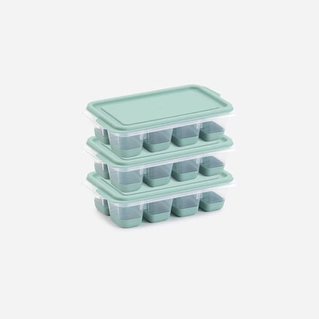 3 lü Set Mini Kapaklı Silikon Buzluk Yeşil Renk