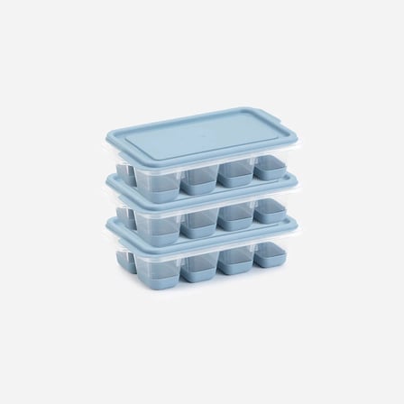 3 lü Set Mini Kapaklı Silikon Buzluk Mavi Renk