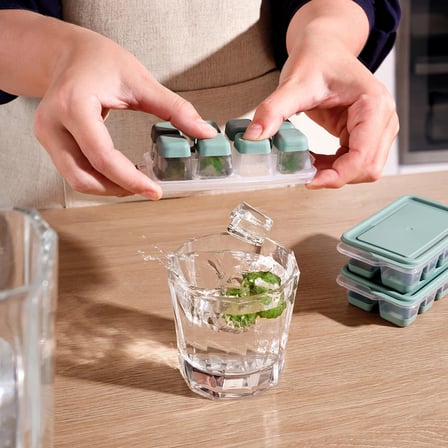 3 lü Set Mini Kapaklı Silikon Buzluk Mavi Renk
