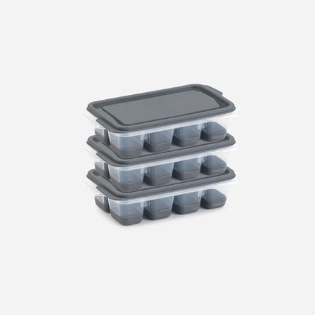 3 lü Set Mini Kapaklı Silikon Buzluk Antrasit Renk