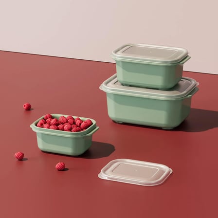 3 Parça Easy Keep Dikdörtgen Set ( 500 x 1000 x 2000 ml ) Dikdörtgen Kapaklı Saklama Kabı 3 Parça Yeşil Renk Set