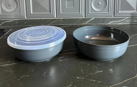 2 Adet 2350 ml Kapaklı ve Kapaksız Chef Kase Seti 2 Parça Antrasit Renk