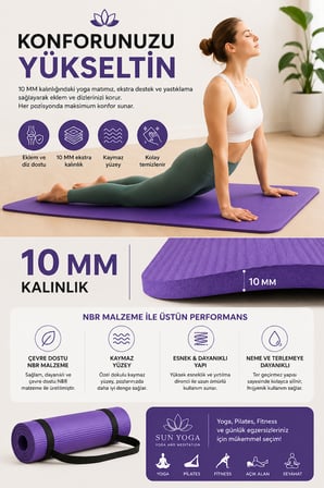 Yoga Seti 10 mm Kaymaz Mat ve %100 Pamuk Çanta