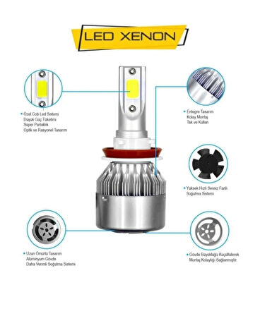  C6 H1 Led Xenon Şimşek Etkili 10800 Lümen 6000k