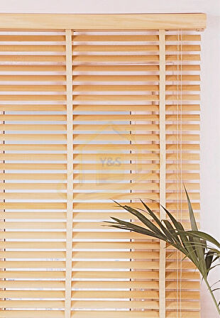 Wooden Blinds %100 Doğal Ahşap Jaluzi Perde 50mm,Alüminyum Kasalı Yüksek Kaliteli - Açık Meşe