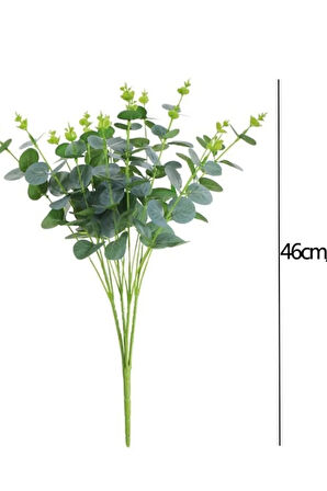 Yapay 16 Dallı Islak Okaliptus Bitkisi 46 Cm Yeşil renk ev dekor aranjman vazo banyo süsü