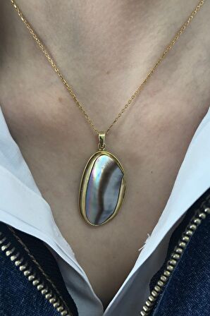 Birinci1926 925 Ayar Gümüş Mother Of Pearl Oval Sedef Kolye