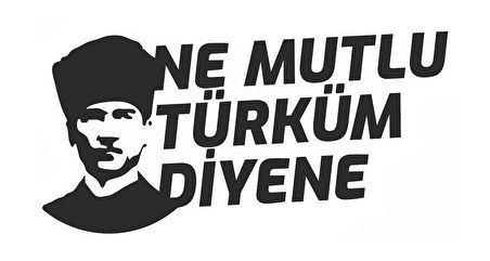 Atatürk Ne Mutlu Türküm Diyene Sticker (Oto-Motor-Laptop-Duvar-Dekor) 10 x 5 cm