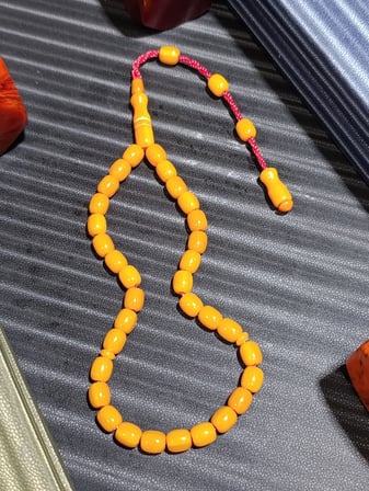 Sarı Sıkma Kehribar Tesbih Bilek Boy