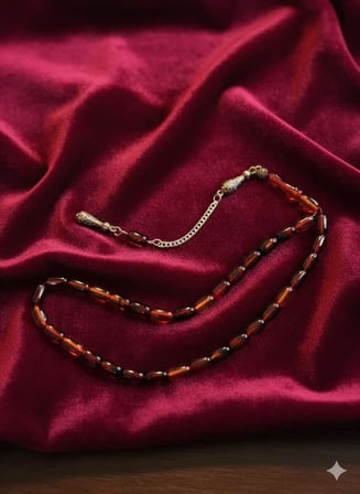 Ateş Kehribar Tesbih Kapsül Kesim ve Zengin Renk Geçişleri