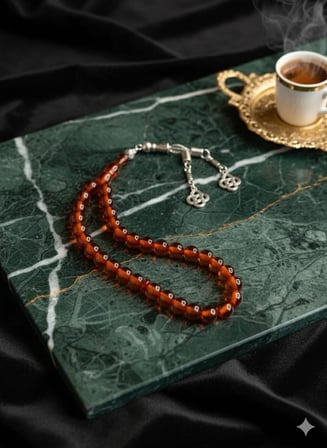 SIKMA Çubuk Kehribar Tesbih – Küre Kesim | Bal Renk