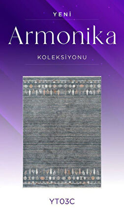 Royal Halı Armonika YT03C Lacivert Multi Antialerjik Yumuşak Dokulu Modern Etnik Halı