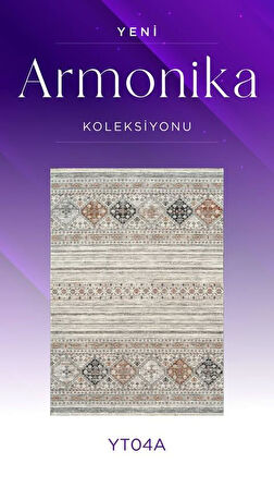 Royal Halı Armonika YT04A Krem Multi Antialerjik Yumuşak Dokulu Modern Etnik Halı
