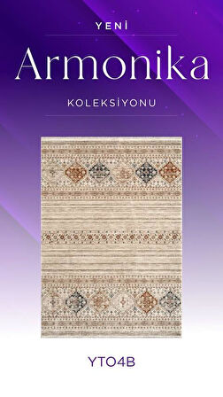 Royal Halı Armonika YT04B Vizon Multi Antialerjik Yumuşak Dokulu Modern Etnik Halı