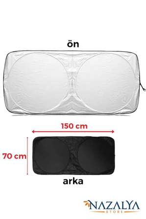 Katlanır Araba Ön Cam Güneşliği Metalize Isı Yalıtımlı Yazlık 150x70cm Otomobil Aksesuarı