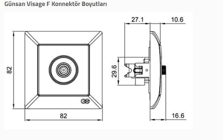 Visage Beyaz TV Priz Sonlu F Konnektörlü Çerçevesiz - Priz ve Anahtar İçin Uyumlu Çerçeve