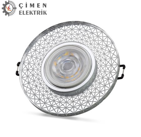 NOAS YL65 1767 İris LED Çerçeveli 4000K Yuvarlak Kristal Cam Spot Kasa - Priz ve Anahtar İçin Uyumlu