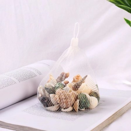 Dekoratif Vazo Taşı - Midye Ve Deniz Kabuğu - Fileli Renkli Mix