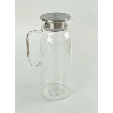 1500 ml Borosilikat Cam Su Sürahisi - Metal Kapaklı ve Isıya Dayanıklı
