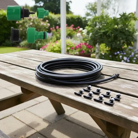 10 Metre Kendin Yap Açık Alan Serinletme Sistemi - Nozzle Başlıklı Bahçe ve Teras Nemlendirme Seti