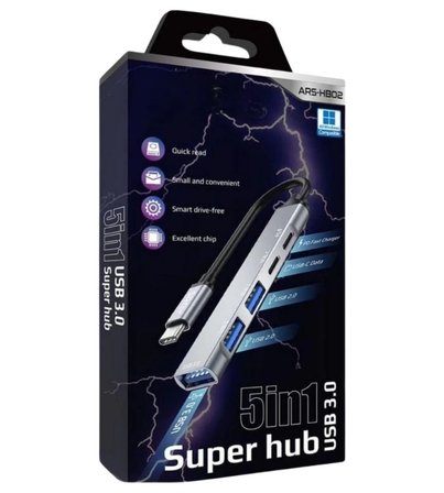 5in1 Metal USB Hub – Yüksek Hızlı Çoklayıcı, 5 Bağlantı Noktalı, Dayanıklı ve Taşınabilir Tasarım