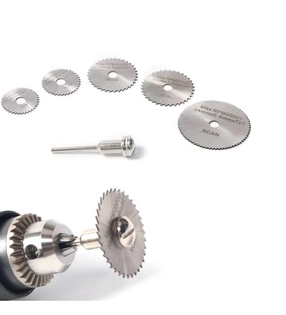 Metal 6 Parça Mini Matkap Ucu Ahşap Kesme Yuvarlak Çelik Bıçak Disk Testere Seti Kiti