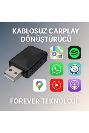 Kablosuz CarPlay & Android Auto Adaptörü - Apple ve Android Cihazlar İçin Evrensel Wireless Carplay 