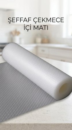 Şeffaf Kaydırmaz Raflık Koruyucu Pvc Dolap İçi Çekmece Örtüsü 45x300cm