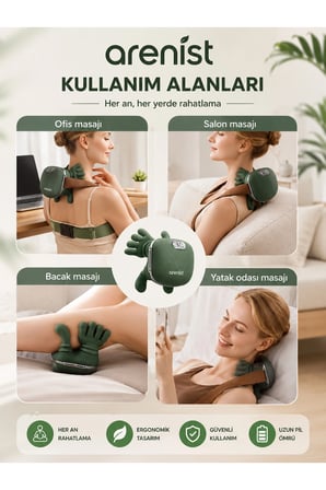 Şarjlı Parmak Hissi Masaj Cihazı Isıtmalı Boyun Sırt Omuz Bacak Kullanımı Rahat Model