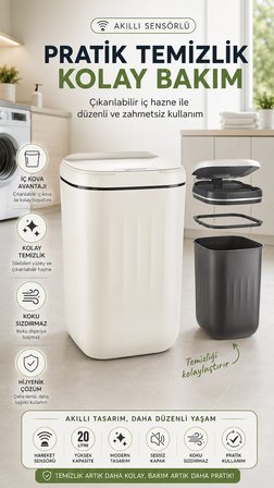 Sensörlü Çalışan Hareketle Aktivite Olan Çöp Kutusu Anti-bakteri